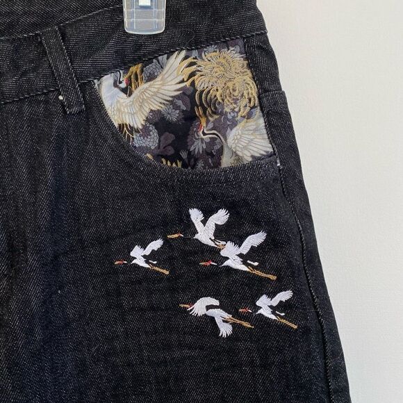 Customized Dark Wash Jeans with Japanese Style Designs - Picture 4 of 8